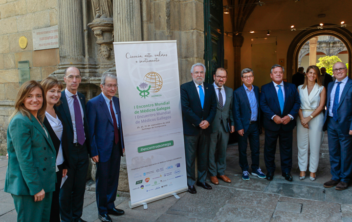 Inauguración del I Encontro Mundial de Médicos Galegos. Santalices, en el centro de la imagen