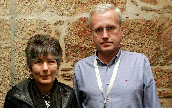 Esther Barreiro y Francisco García Río en el pasado Encontro Mundial de Médicos Galegos organizado por Asomega.