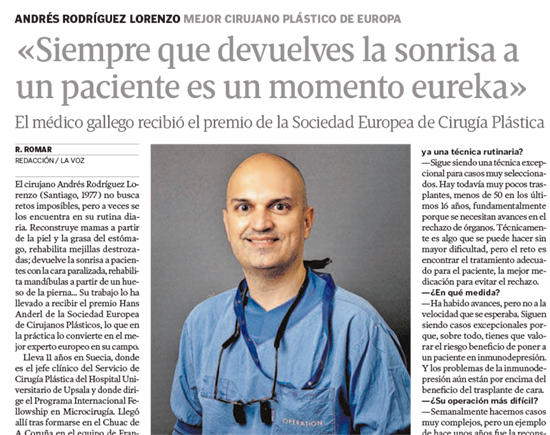 Entrevista al doctor Rodríguez Lorenzo en La Voz de Galicia