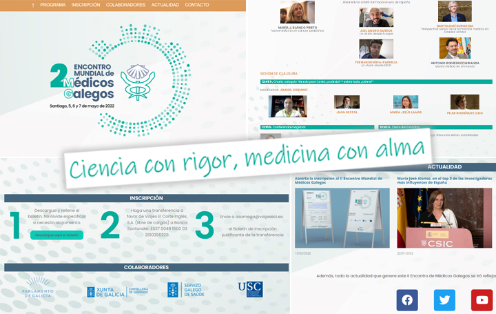 Imagen de la nueva web del II Encontro Mundial de Médicos Galegos