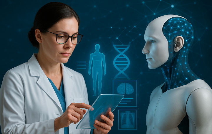 Imagen sobre IA aplicada a la medicina personalizada generada con inteligencia artificial.